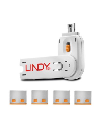 BLOCCA PORTE USB ARANCIONE + 4 SERRATURE