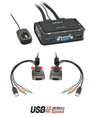 SWITCH KVM COMPACT VGA, USB 2.0+AUDIO