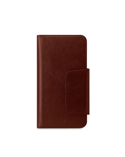 DUOMO - Custodia a libro con chiusura magnetica, slot porta carte colore marrone compatibile con gli smartphone fino a 5.8" dim
