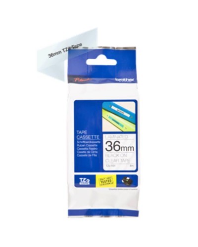 NASTRO TIPO TZ 36MM NERO/TRASPARENT