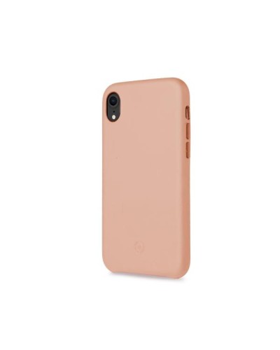 SUPERIOR - Cover in pelle sintetica con copertura tasti in alluminio colorato, colore rosa compatibile con Apple iPhone Xr