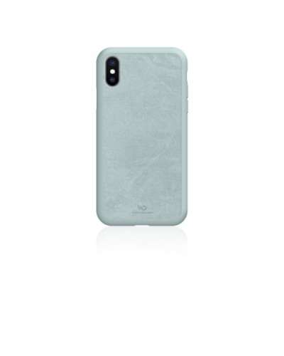 WHITE DIAMONDS - Cover con materiale simil Alcantara colore azzurro compatibile con Apple iPhone Xs/ iPhone X