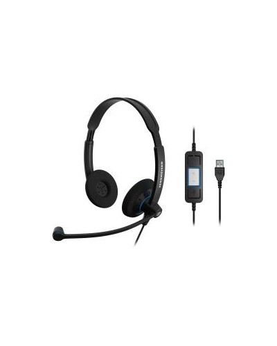 SC 60 Cuffia Microfonica Multimediale Biaurale USB per Skype for Business, Noice Cancelling