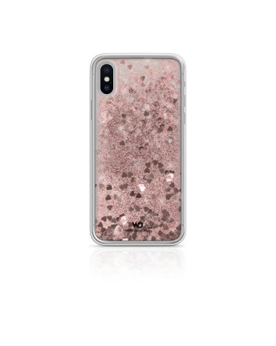 WHITE DIAMONDS - Cover semi-trasparente in TPU rigido con glitter fluttuanti nel liquido compatibile con Apple iPhone Xs/ iPhon
