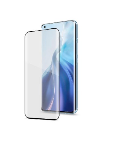 3DGLASS - Vetro 9H con bordo colorato nero per schermo curvo compatibile con Xiaomi MI 11/ MI 11 Pro