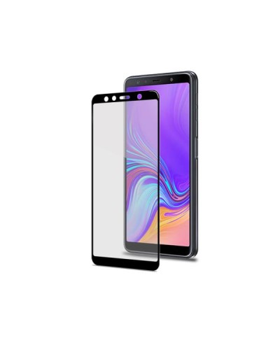FULLGLASS - Vetro 9H con bordo colorato nero compatibile con Samsung Galaxy A7 2018