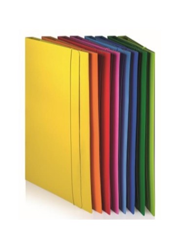 Cartelle 3 lembi con elastico verde, conf. 10 pz