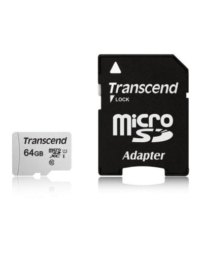 TS64GUSD300S-A - microSD da 64GB, con adattatore, UHS-I U1 A1