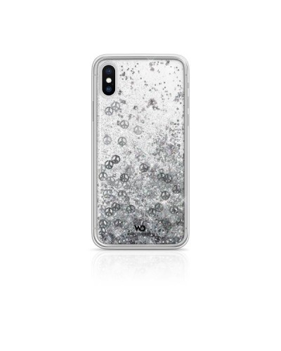 WHITE DIAMONDS - Cover semi-trasparente in TPU rigido con glitter fluttuanti nel liquido compatibile con Apple iPhone Xs/ iPhon
