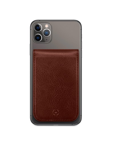 CARDD - Porta carte magnetico universale per il retro degli smartphone materiale pelle sintetica colore marrone