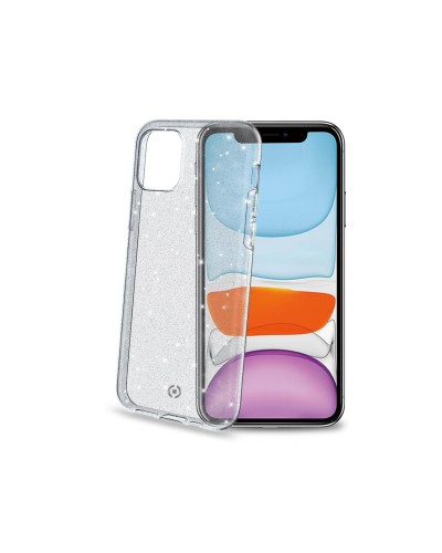 SPARKLE - Cover trasparente in TPU anti-shock e texture glitterata compatibile con Apple iPhone 11