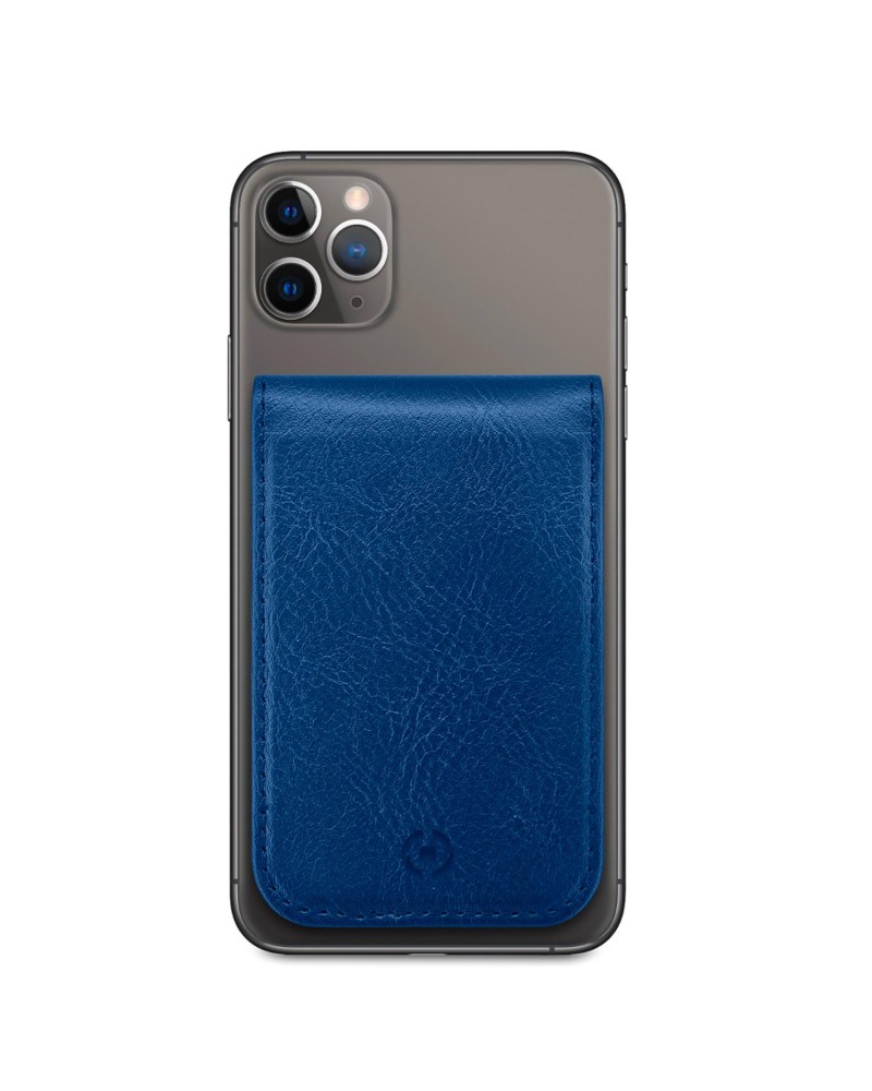 CARDD Porta carte magnetico universale in pelle blu