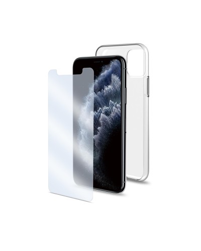 COVGLASSAB - Cover trasparente e vetro 9H spessore 0.3 mm con trattamento anti-batterico compatibile con Apple iPhone 11 Pro