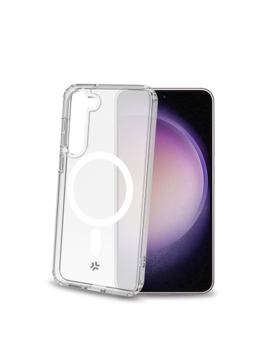 GELSKINMAG - Cover morbida trasparente in TPU, compatibile con la tecnologia Magsafe, anello magnetico color Bianco per Samsung