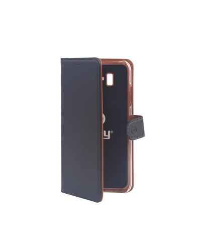 WALLY - Custodia a libro in pelle sintetica con chiusura flap magnetico, slot per carte e funzione stand colore nero compatibil