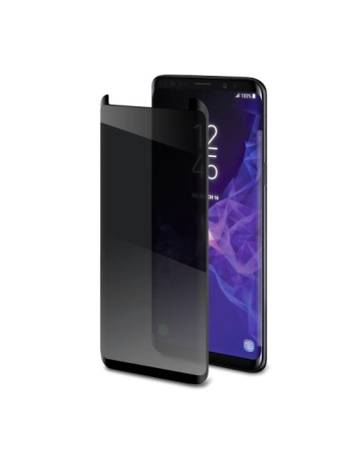 PRIVACY 3D GLASS - Vetro 9H con bordo colorato nero per schermo curvo con effetto Privacy compatibile con Samsung Galaxy S9+