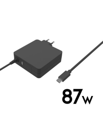 NILOX TECH - Caricabatteria da rete con Power Delivery, potenza massima 87 Watt, ultra sottile, porta USB-A, lunghezza cavo 1.8