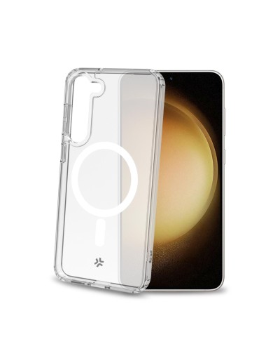 GELSKINMAG - Cover morbida trasparente in TPU, compatibile con la tecnologia Magsafe, anello magnetico color Bianco per Samsung