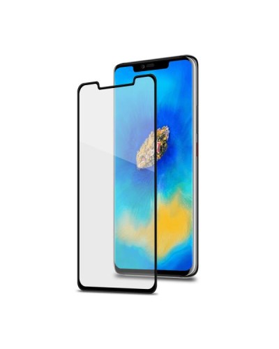 3DGLASS - Vetro 9H con bordo colorato nero per schermo curvo compatibile con Huawei Mate 20 Pro