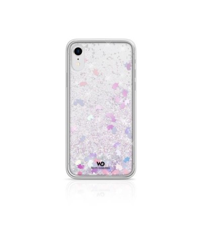 WHITE DIAMONDS - Cover semi-trasparente in TPU rigido con glitter fluttuanti nel liquido compatibile con Apple iPhone Xs/ iPhon