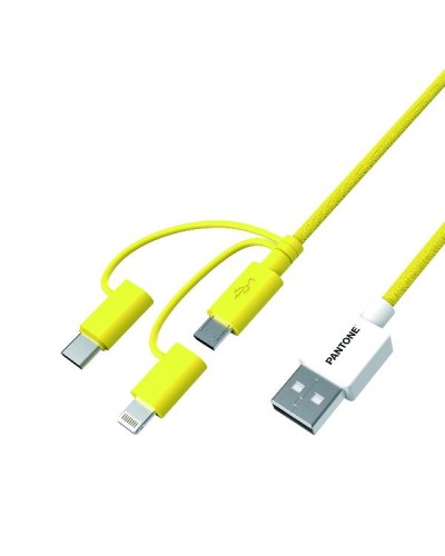 PANTONE - Cavo 3in1 connettori input MicroUsb/USB-C/Lightning con connettore output USB-A, lunghezza cavo 1.2 mt