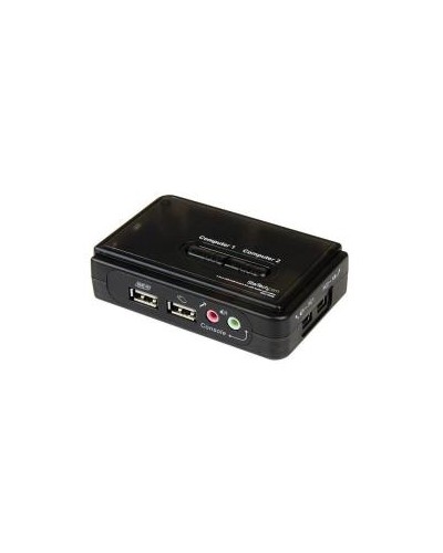 Switch KVM USB 2 porte nero con audio e cavi
