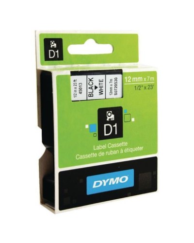 DYMO D1 Nastri 12mmx7m Nero su Bianco - Confezione 10 Pezzi