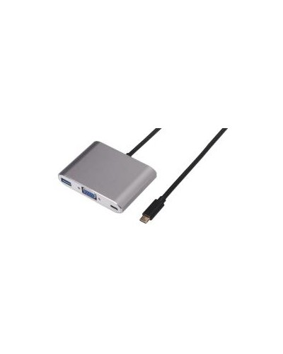 NILOX TECH - Adattatore Multiporta con connettore USB-C 3.1 input, USB-A 3.1, maschio a femmina, VGA, lunghezza cavo 10 cm, sup