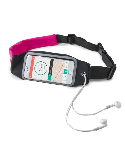RUNBDUO - Cintura elastica regolabile ultra leggera, tasca interna porta smartphone, finestra trasparente per utilizzo touch, a