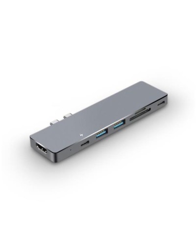 NILOX TECH - Docking station con porta USB-C 3.1, compatibile con Macbook PRO, 2 porte USB, HDMI 4K, lettore memorie, THUNDERBO