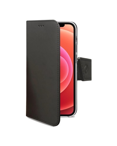 WALLY - Custodia a libro in pelle sintetica con chiusura flap magnetico, slot per carte e funzione stand colore nero compatibil