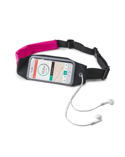 RUNBDUO - Cintura elastica regolabile ultra leggera, tasca interna porta smartphone, finestra trasparente per utilizzo touch, a