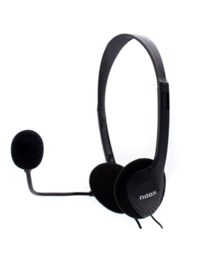 NILOX TECH - Cuffia con connettore 2x jack 3.5mm, microfono regolabile, controllo del volume sul cavo, lunghezza cavo 1.8 mt, a
