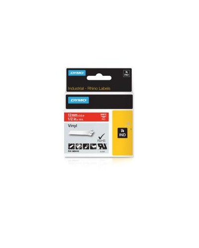 Nastro in vinile Rhino 12mmx5,5m bianco/rosso