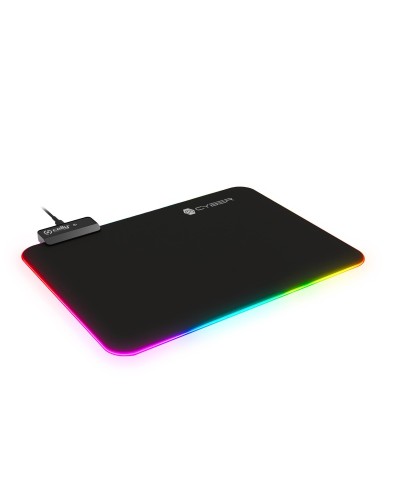 CYBERPAD - Tappetino per mouse da Gaming con luci RGB multicolore su tutti i bordi, morbido tessuto, base gommata con texture a