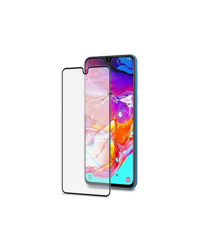 FULLGLASS - Vetro 9H con bordo colorato nero compatibile con Samsung Galaxy A70/ A70 Enterprise Edition