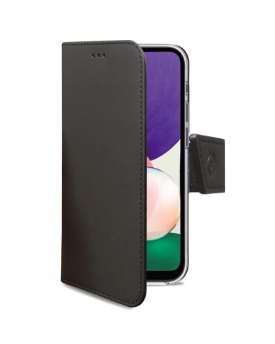 WALLY - Custodia a libro in pelle sintetica con chiusura flap magnetico, slot per carte e funzione stand colore nero compatibil