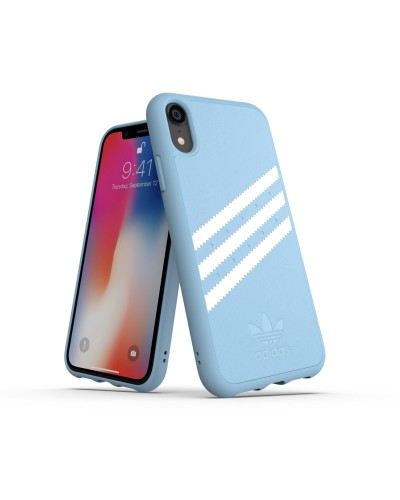 ADIDAS ORIGINALS - Cover SAMBA in TPU+Poliuretano con bordi rialzati di colore azzurro con strisce bianche compatibile con Appl