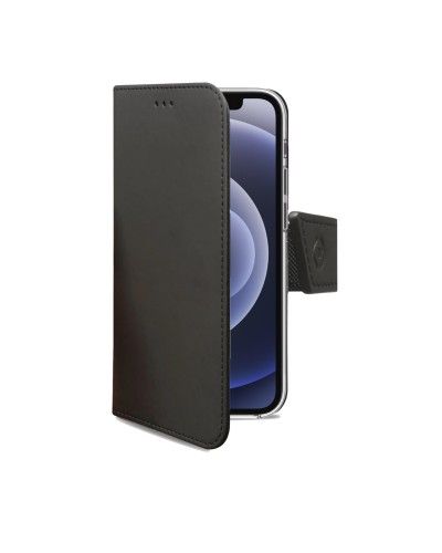 WALLY - Custodia a libro in pelle sintetica con chiusura flap magnetico, slot per carte e funzione stand colore nero compatibil