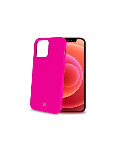 CROMO FLUO - Cover in morbido TPU con finitura soft touch colore rosa fluo compatibile con Apple iPhone 13 Mini