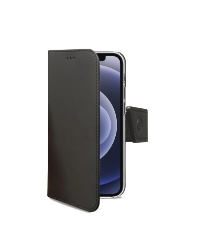 WALLY - Custodia a libro in pelle sintetica con chiusura flap magnetico, slot per carte e funzione stand colore nero compatibil