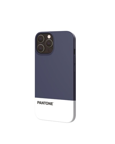 PANTONE - Cover in TPU bicolore blu navy e bianco bordi anti-scivolo protezione tasti laterali compatibile con Apple iPhone 13 