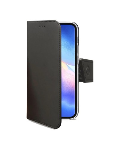 WALLY - Custodia a libro in pelle sintetica con chiusura flap magnetico, slot per carte e funzione stand colore nero compatibil