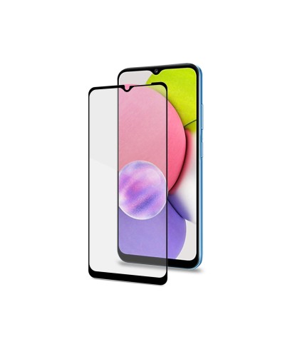 FULLGLASS - Vetro 9H con bordo colorato nero compatibile con Samsung Galaxy A03s/ Galaxy A03/ Galaxy A04s