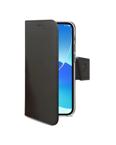 WALLY - Custodia a libro in pelle sintetica con chiusura flap magnetico, slot per carte e funzione stand colore nero compatibil
