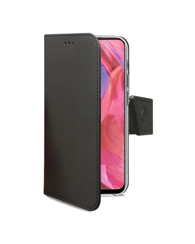 WALLY - Custodia a libro in pelle sintetica con chiusura flap magnetico, slot per carte e funzione stand colore nero compatibil