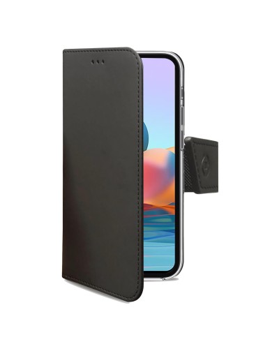 WALLY - Custodia a libro in pelle sintetica con chiusura flap magnetico, slot per carte e funzione stand colore nero compatibil