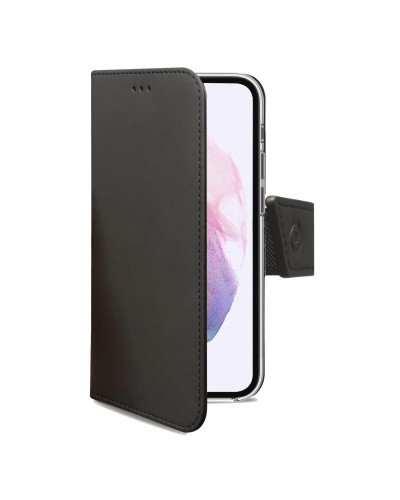 WALLY - Custodia a libro in pelle sintetica con chiusura flap magnetico, slot per carte e funzione stand colore nero compatibil