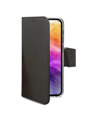 WALLY - Custodia a libro in pelle sintetica con chiusura flap magnetico, slot per carte e funzione stand colore nero compatibil
