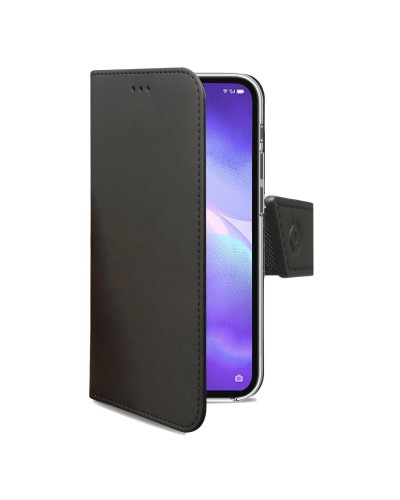 WALLY - Custodia a libro in pelle sintetica con chiusura flap magnetico, slot per carte e funzione stand colore nero compatibil